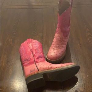 Pink ostrich Lucchese cowboy boots